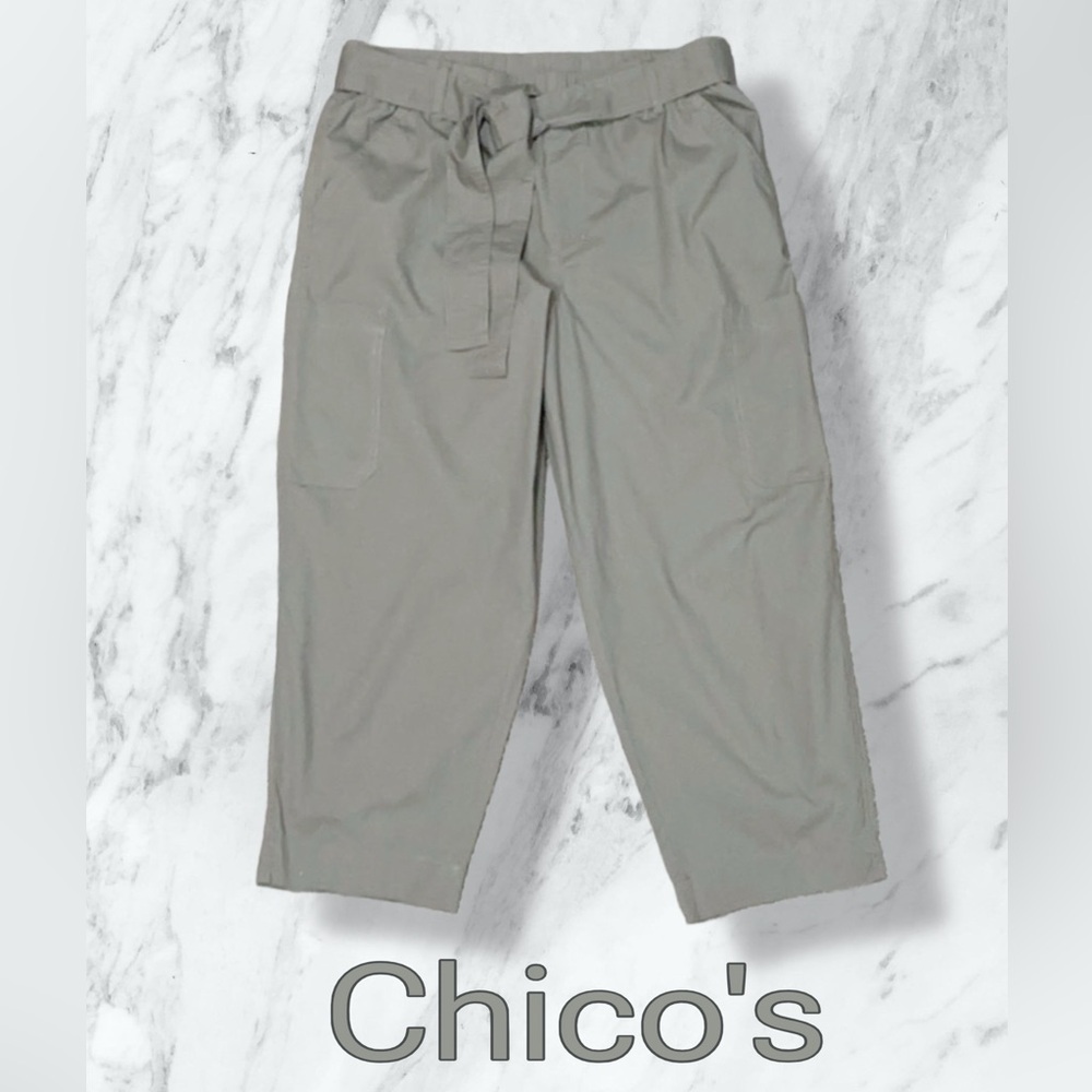 ÇHICO’S Gray Cropped Cargo Pants with Belt Size Large (12)